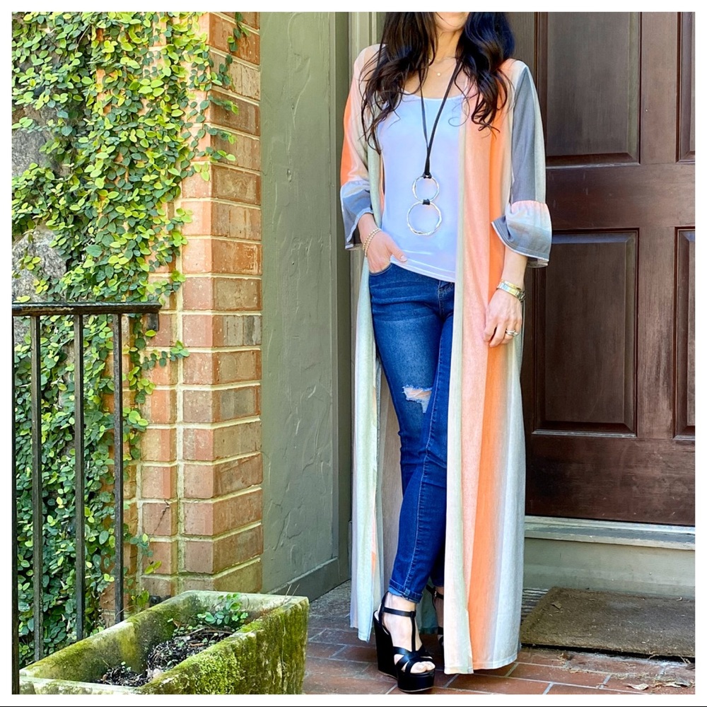 ✨LAST✨GORGEOUS MULTI COLOR SIDE SLIT LONG DUSTER - Picture 7 of 8